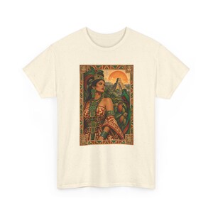 Maya Woman and Quetzal Shirt, Mayan Pyramid Graphic Tee for Women, Guatemala Heritage T-Shirt, Latina Art Top, Gift for Mom or Daughter image 3