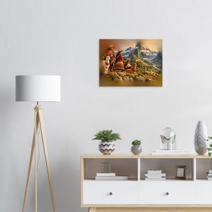 Andenfamilienposter, peruanischer Kunstdruck, Großeltern mit Alpakas in den Anden Bild 4