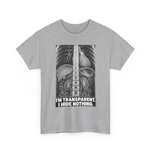 Camiseta de rayos X: Soy transparente, no escondo nada. Divertida camiseta de esqueleto con mensaje honesto. imagen 4