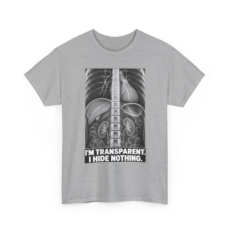 Camiseta de rayos X: Soy transparente, no escondo nada. Divertida camiseta de esqueleto con mensaje honesto. imagen 4