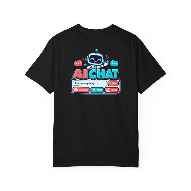 Funny AI Chat Shirt, Human vs Robot Conversation Tee, Garment Dyed Heavyweight Cotton image 11