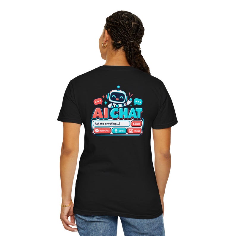 Funny AI Chat Shirt, Human vs Robot Conversation Tee, Garment Dyed Heavyweight Cotton image 17