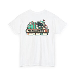 Funny Anti AI Shirt, Silver Hair Beach Chat Tee, Robot Back Print (Women's) image 12