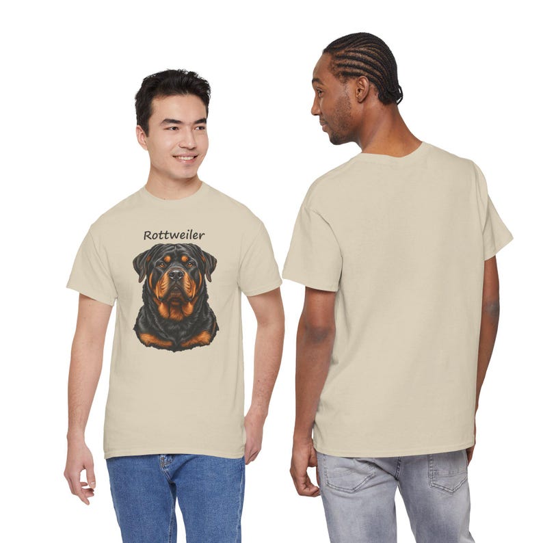 Rottweiler Portrait T-Shirt, Realistic Rottie Lover Gift, Rottweiler Mom Dad Tee image 4