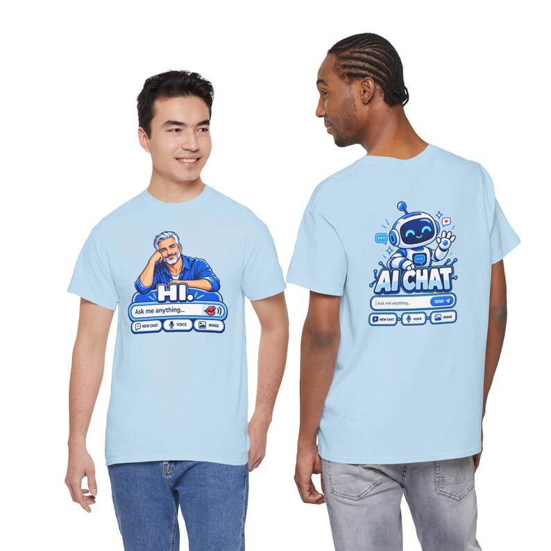 Human vs AI Chat T-Shirt, Funny Tech Humor Tee, Two-Sided Print image 13