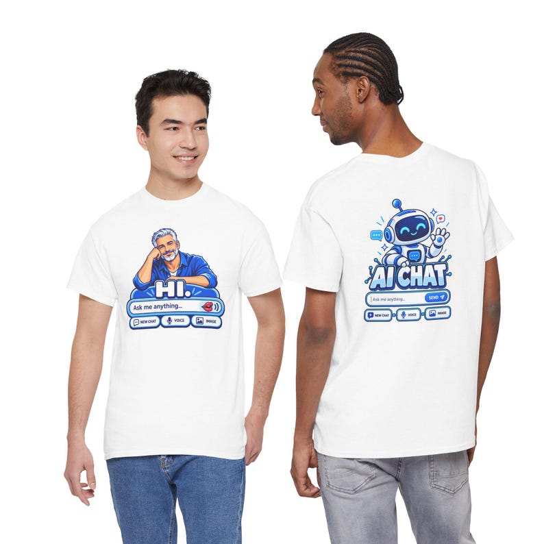 Human vs AI Chat T-Shirt, Funny Tech Humor Tee, Two-Sided Print image 3