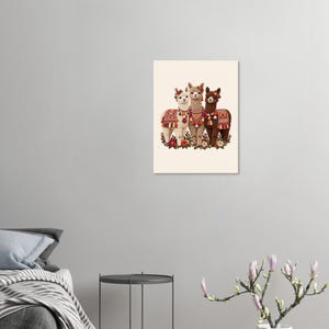 Three Alpacas Poster, Peruvian Folk Art Print, Llama Lover Gift, Andean Wall Decor image 2