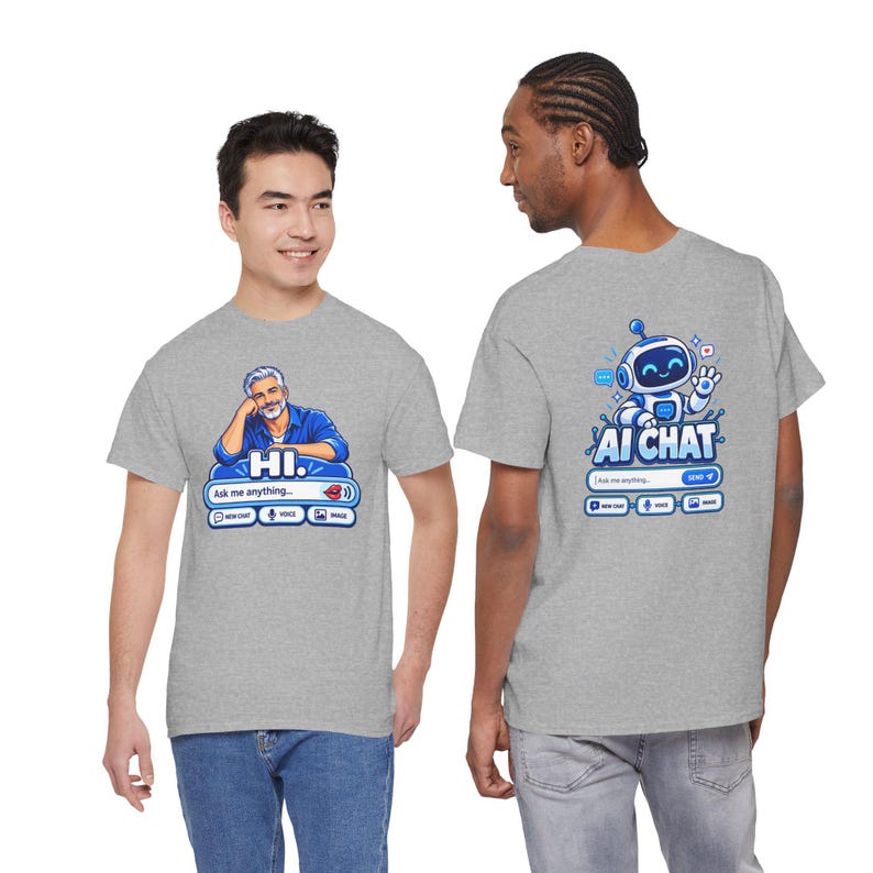 Human vs AI Chat T-Shirt, Funny Tech Humor Tee, Two-Sided Print image 7