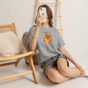 Realistic Pomeranian Portrait T-Shirt, Pom Dog Lover Gift (AI Illustration) image 6