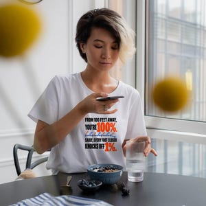Bold Sarcastic Quote T-Shirt, From 100 Feet Away You're 100%, Funny Gift for Friend, Orange and Black Typography Graphic Tee, Introvert image 19