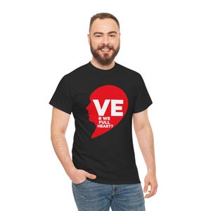 Camiseta de pareja con medio corazón, regalo a juego para San Valentín para él y para ella. imagen 15