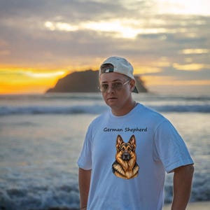 German Shepherd Portrait T-Shirt, Realistic Dog Lover Gift, GSD Mom Dad Tee image 20