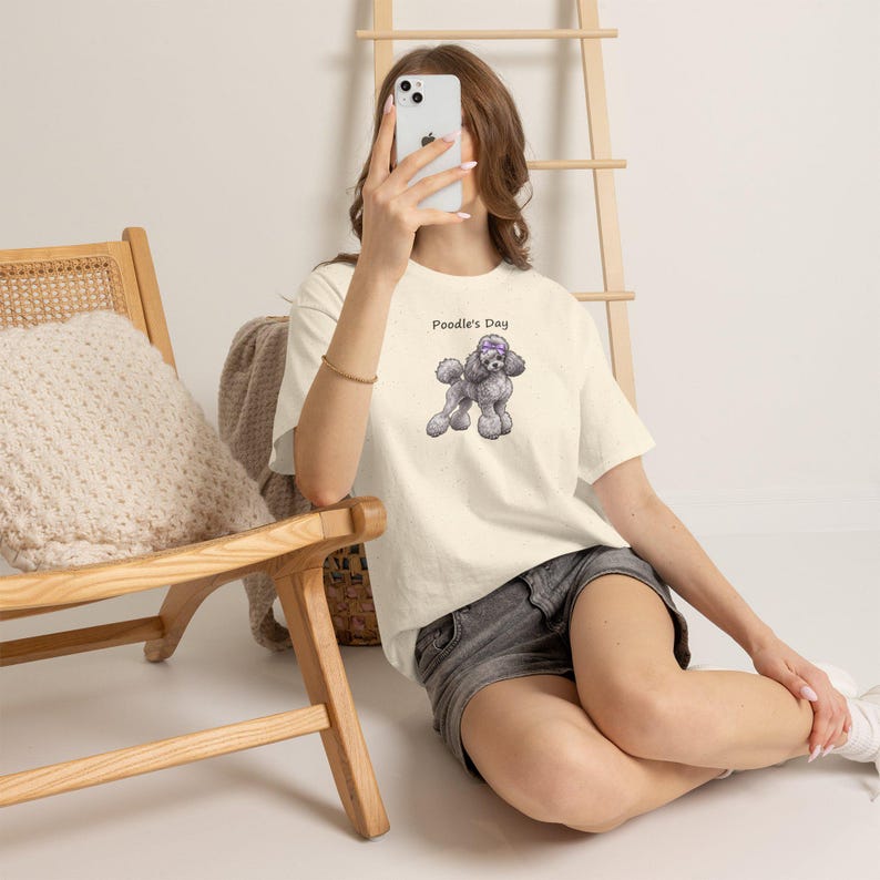 Silver Poodle with Bow T-Shirt, Poodle Love Event Tee, Poodle Mom Gift image 7
