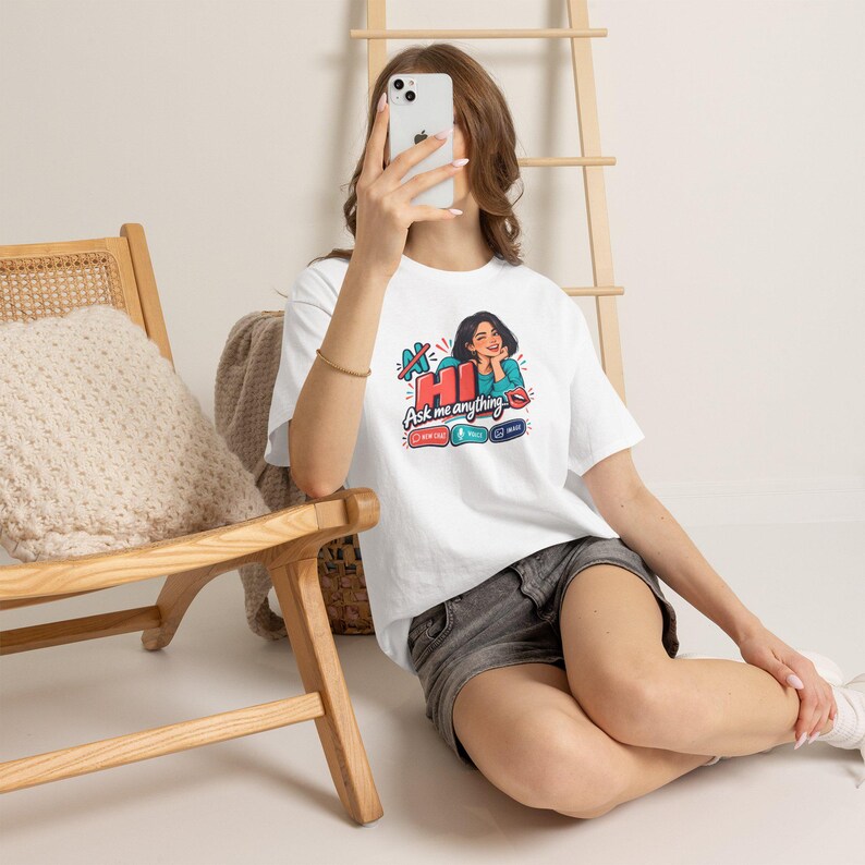 Funny AI Chat Robot T-Shirt, Human Intelligence Humor Gift (100% Cotton) image 4