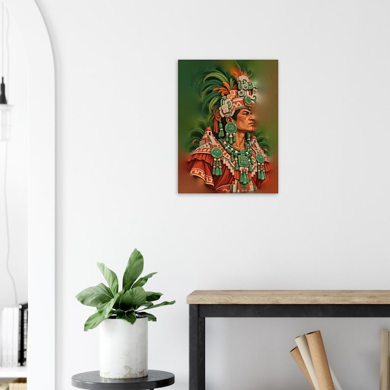 Mayan King Poster, Noble in Jade Headdress, Guatemala Mexico Wall Art Print image 3