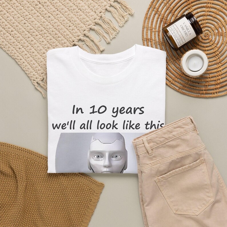 Funny AI Robot T-Shirt, Future Selfie, Tech Humor Gift (100% Cotton) image 6
