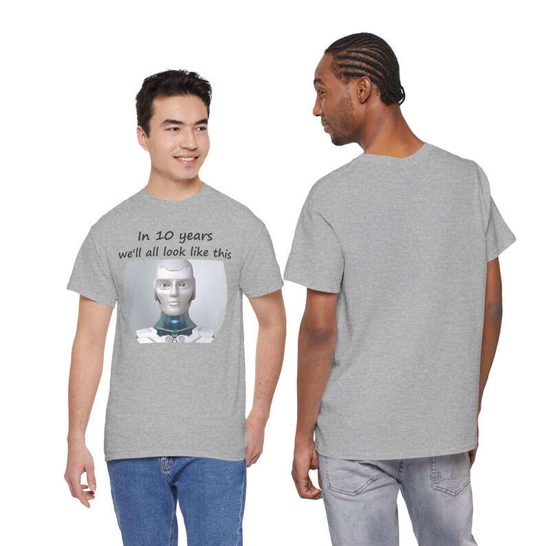 Funny AI Robot T-Shirt, Future Selfie, Tech Humor Gift (100% Cotton) image 9