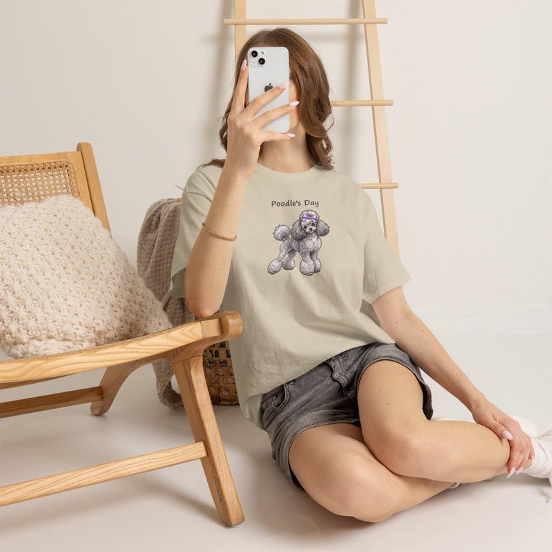 Silver Poodle with Bow T-Shirt, Poodle Love Event Tee, Poodle Mom Gift image 5