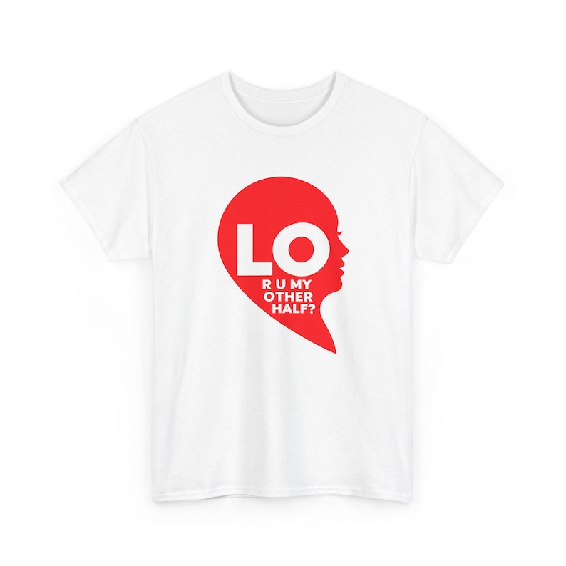 Camiseta LO Half Heart para parejas, Camiseta "¿Eres mi otra mitad?", Regalo de San Valentín a juego imagen 2