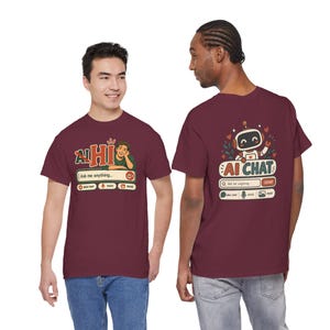 Camiseta de chat "Humano vs IA", camiseta retro con humor tecnológico, regalo para geeks. imagen 10