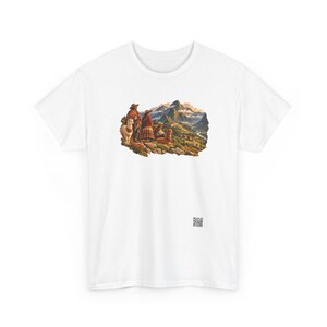 Andean Family T-Shirt, Peruvian Grandparents and Child with a Llama in the Andes, Peru Graphic Tee, Llama Shirt, Gift for Grandma or Grandpa image 2