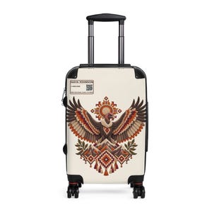 Andean Condor Art Suitcase, Peruvian Folk Art Hard Shell Luggage with Spinner Wheels, Custom Name Phone Address Travel Bag, Travel Gift