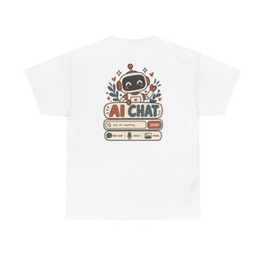 Camiseta de chat "Humano vs IA", camiseta retro con humor tecnológico, regalo para geeks. imagen 4