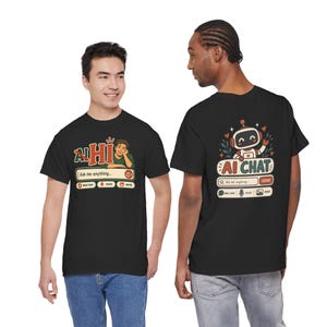 Camiseta de chat "Humano vs IA", camiseta retro con humor tecnológico, regalo para geeks. imagen 5