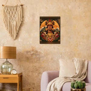 Inca King Poster, Inti Sun God and Machu Picchu, Peruvian Wall Art Print image 12