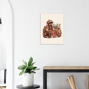 Estampe d'art populaire péruvien, affiche représentant une tisserande andine et un lama, femme au métier à tisser image 6