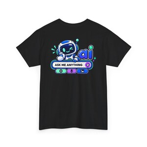 Anti AI Chat Box Tee, Neon Robot Back Print, Funny Gift for Her image 13