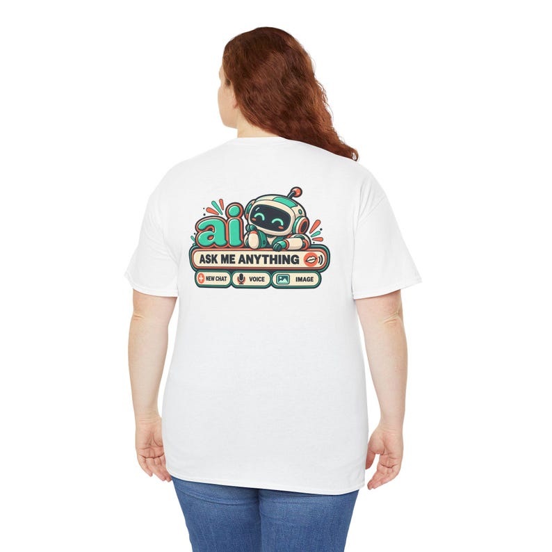 Funny Anti AI Shirt, Silver Hair Beach Chat Tee, Robot Back Print (Women's) image 14