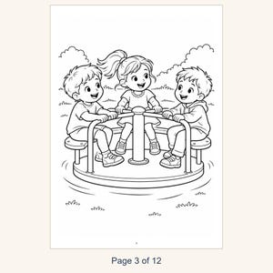 Playground Coloring Book Printable for Kids, Slide Swings Seesaw Coloring Pages, Outdoor Play Activity, 13 Page PDF, Instant Download image 5
