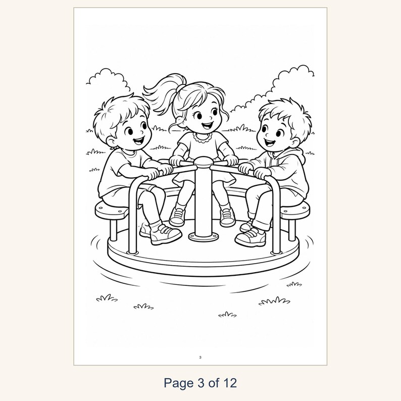 Playground Coloring Book Printable for Kids, Slide Swings Seesaw Coloring Pages, Outdoor Play Activity, 13 Page PDF, Instant Download image 5