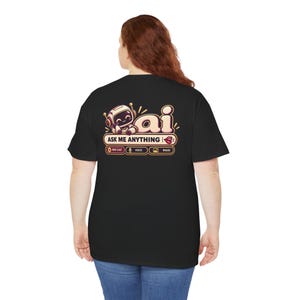 Funny Anti AI Shirt, Curly Hair Chat Tee, Robot Back Print (Women's) image 15