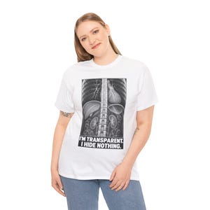 Camiseta de rayos X: Soy transparente, no escondo nada. Divertida camiseta de esqueleto con mensaje honesto. imagen 9