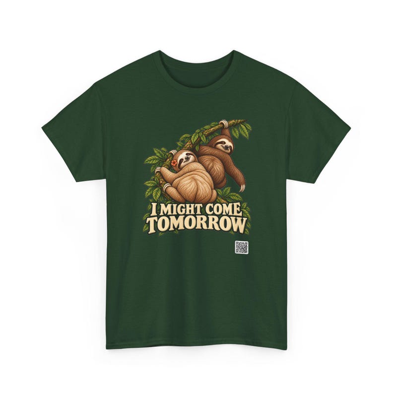 I Might Come Tomorrow Sloth Shirt, Funny Lazy Sloth Couple Tee, Procrastinator Gift imagem 10