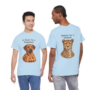 Camiseta con estampado de Rhodesian Ridgeback y guepardo, regalo divertido para amantes de los perros, estampado a doble cara. imagen 13