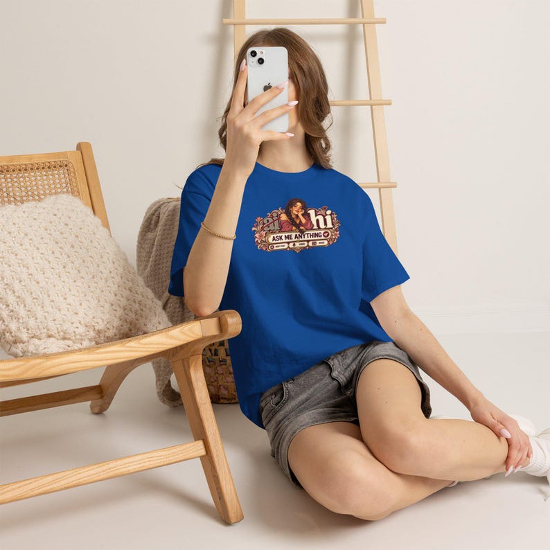 Pink Floral Braid Chat Tee, Ask Me Anything, Anti AI T-Shirt (Front & Back Print) image 9