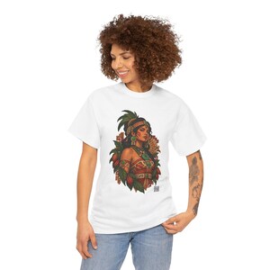 Mayan Princess T-Shirt with Jade Jewelry and Cacao Pods, Maya Woman Graphic Tee, Latina Heritage Shirt, Guatemala Mexico Gift for Her image 6