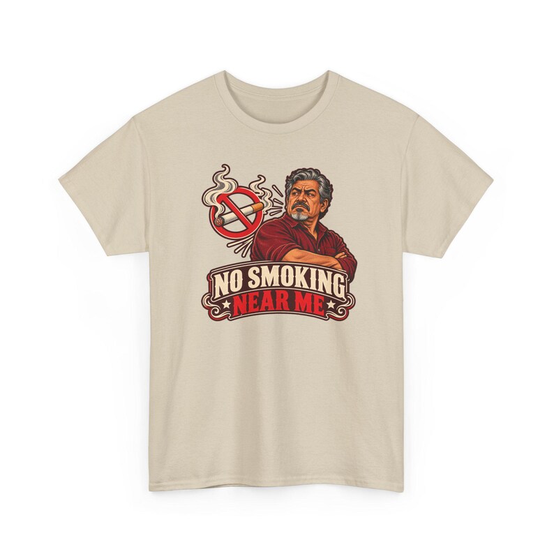 No Smoking Near Me Shirt, Smoke Free Celebration Tee, Vintage Badge Gift for Dad image 3