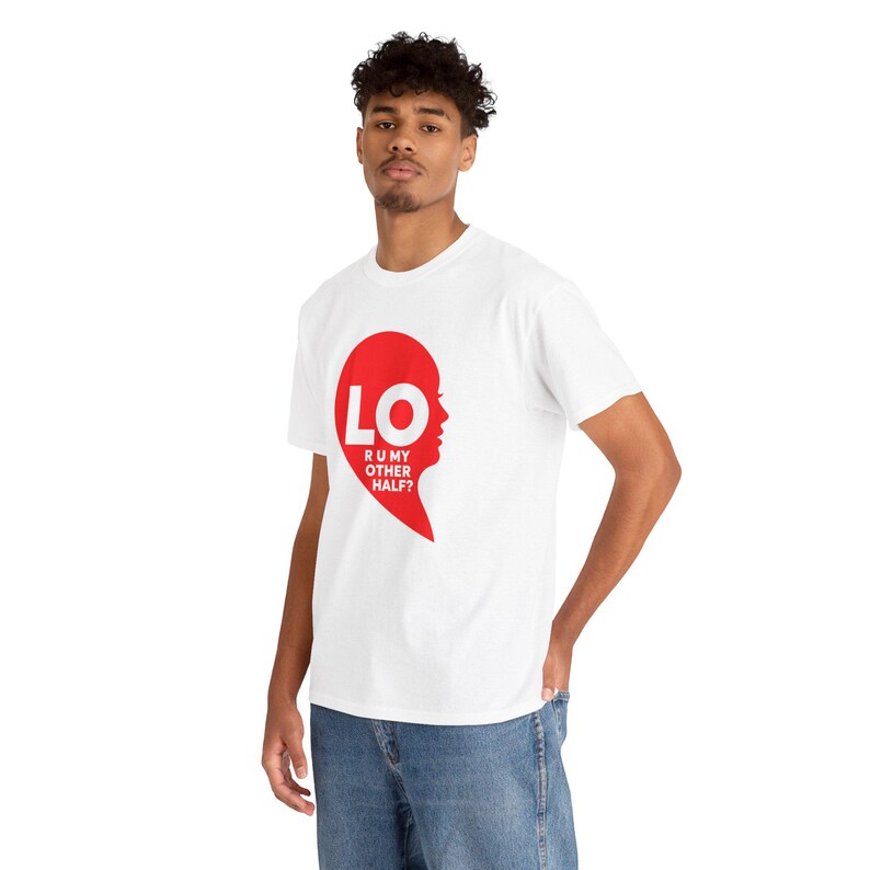 Camiseta LO Half Heart para parejas, Camiseta "¿Eres mi otra mitad?", Regalo de San Valentín a juego imagen 6