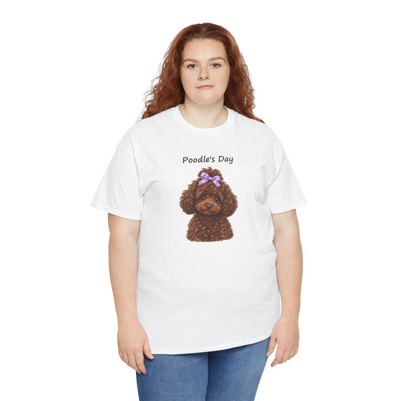 Poodle's Day T-Shirt, Chocolate Toy Poodle with Lilac Bow, Dog Show Gift image 3