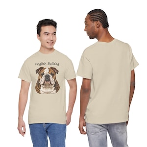 Camiseta con retrato realista de un bulldog inglés, regalo ideal para amantes de las caras gruñonas (100% algodón). imagen 4