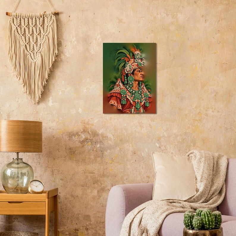 Mayan King Poster, Noble in Jade Headdress, Guatemala Mexico Wall Art Print image 6