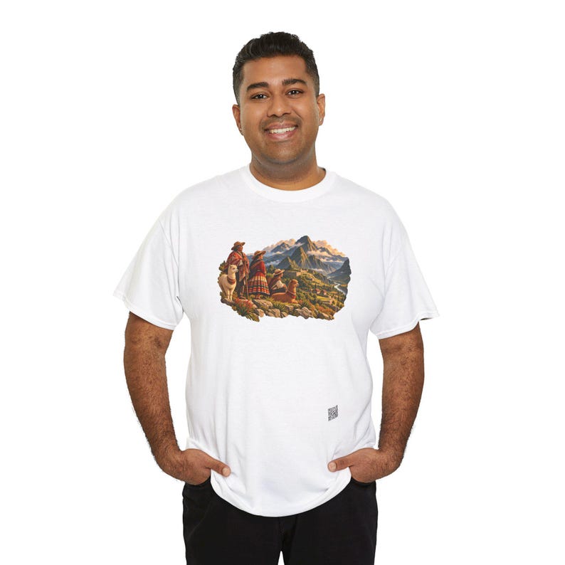 Andean Family T-Shirt, Peruvian Grandparents and Child with a Llama in the Andes, Peru Graphic Tee, Llama Shirt, Gift for Grandma or Grandpa image 8