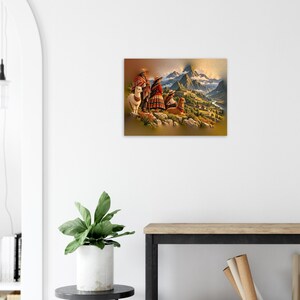 Andenfamilienposter, peruanischer Kunstdruck, Großeltern mit Alpakas in den Anden Bild 3