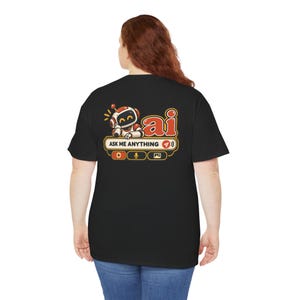 Funny Anti AI Shirt, Curly Hair Chat Box, Robot Back Print (100% Cotton) image 15