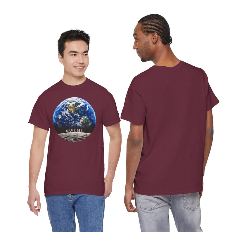 Save Me Earth T-Shirt, Moon View Planet Design, Climate Change Tee (11 Colors) image 12