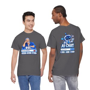 Human vs AI Chat T-Shirt, Funny Tech Humor Tee, Two-Sided Print image 14